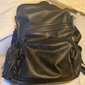 Cluci Black Faux Leather Backpack
